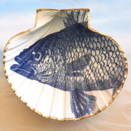 SCALLOP TRINKET DISH FOR HIM 'BIG FISH'
