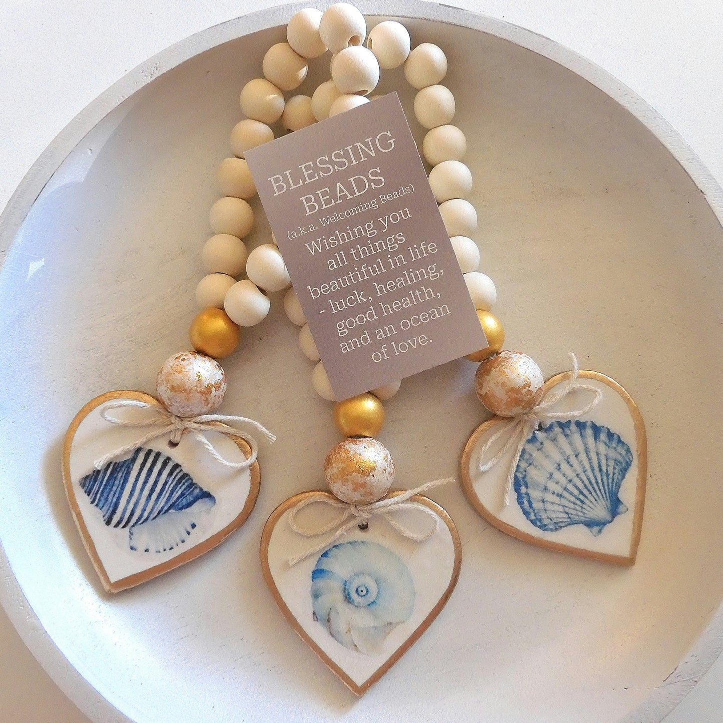 HEART BLESSING BEADS HANGER 'CONUS SHELL'