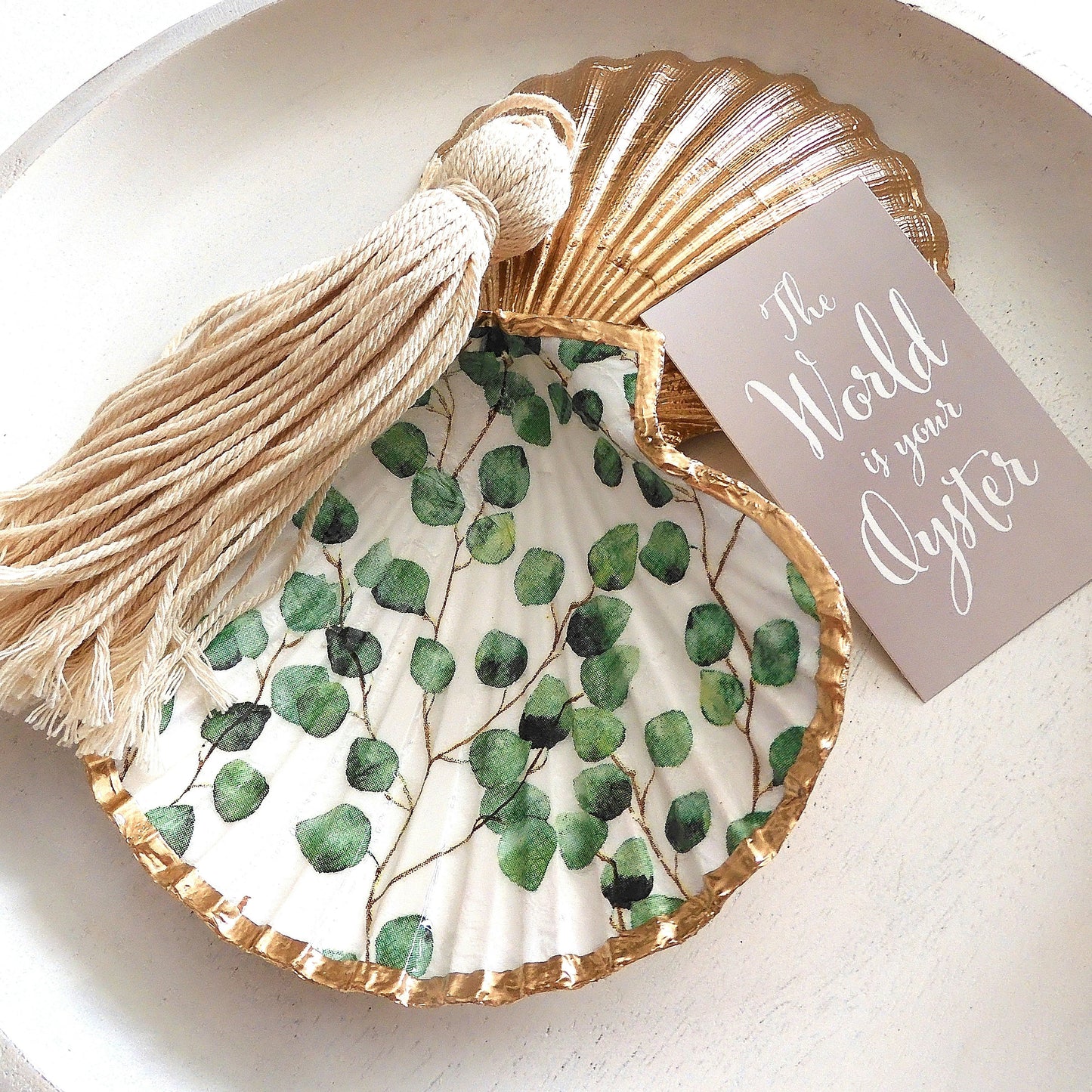 SCALLOP TRINKET DISH JEWELLERY HOLDER - 'EUCALYPTUS'