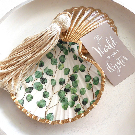 SCALLOP TRINKET DISH JEWELLERY HOLDER - 'EUCALYPTUS'