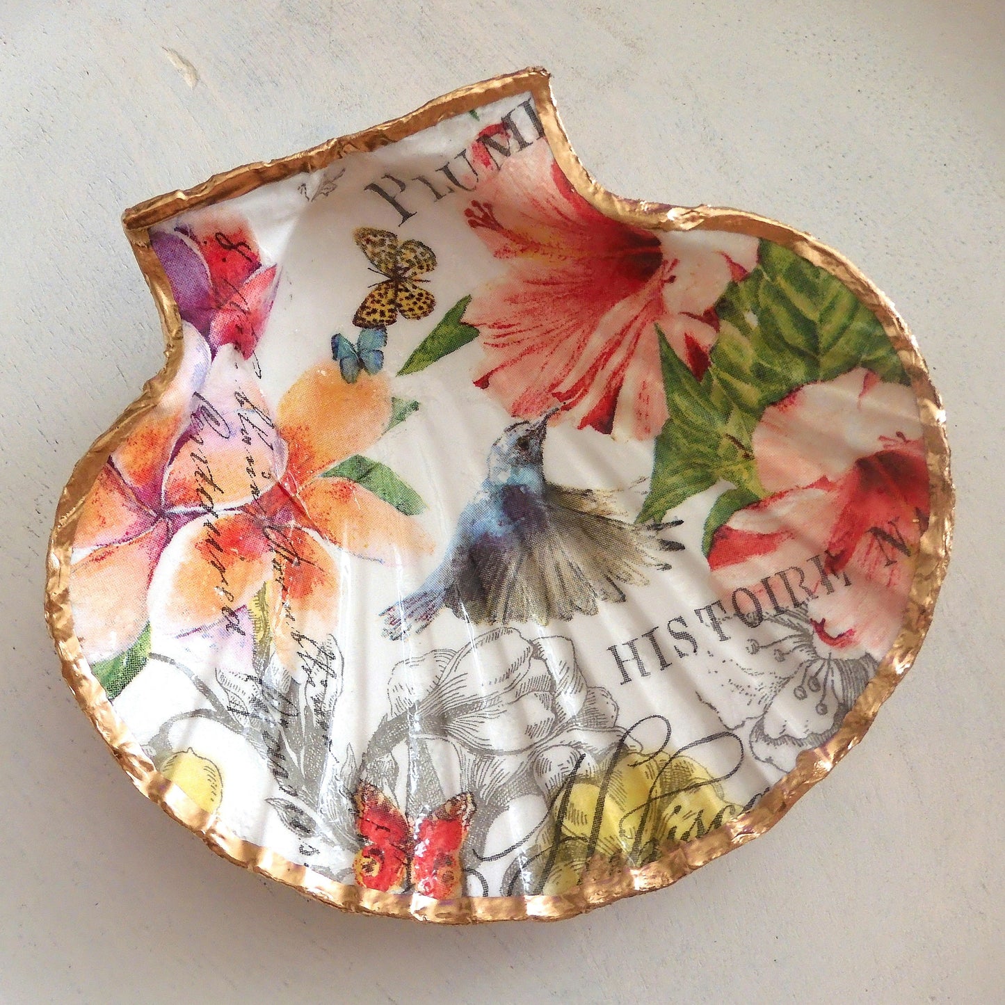 SCALLOP TRINKET DISH 'FRENCH FLORALS'