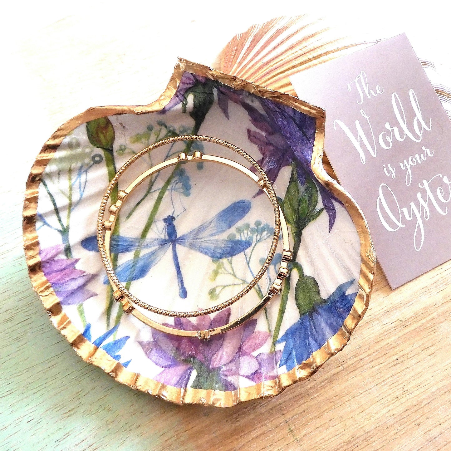 SCALLOP TRINKET JEWELLERY DISH 'DRAGONFLY'