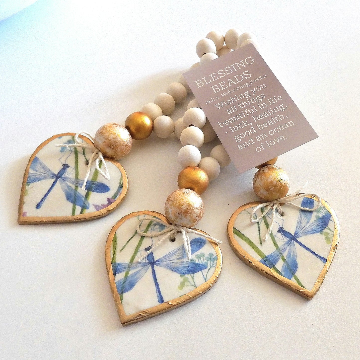 HEART BLESSING BEADS HANGER - DRAGONFLY