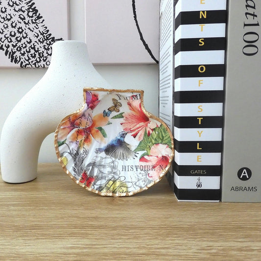 SCALLOP TRINKET DISH 'FRENCH FLORALS'