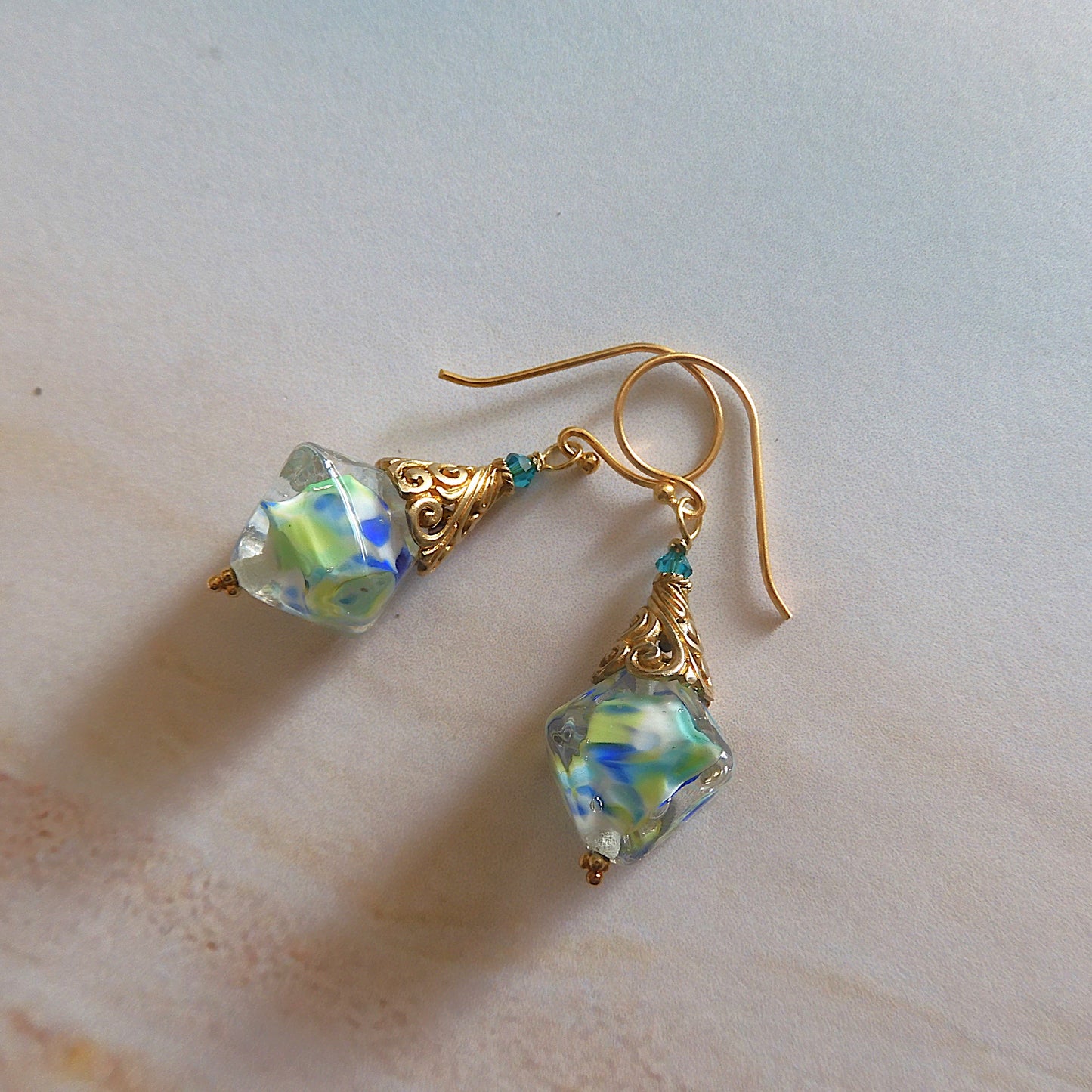 LAMPWORK GLASS BEAD EARRINGS 'OCEAN GEMS'