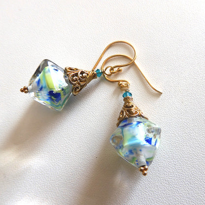 LAMPWORK GLASS BEAD EARRINGS 'OCEAN GEMS'