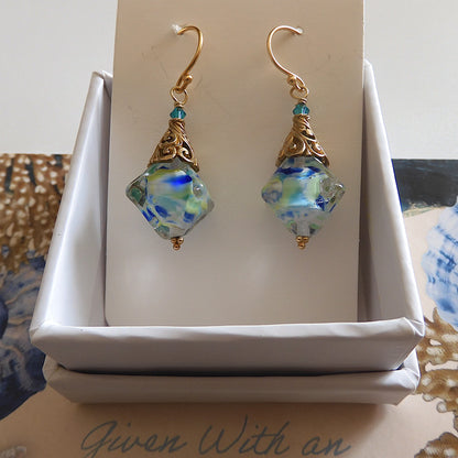 LAMPWORK GLASS BEAD EARRINGS 'OCEAN GEMS'