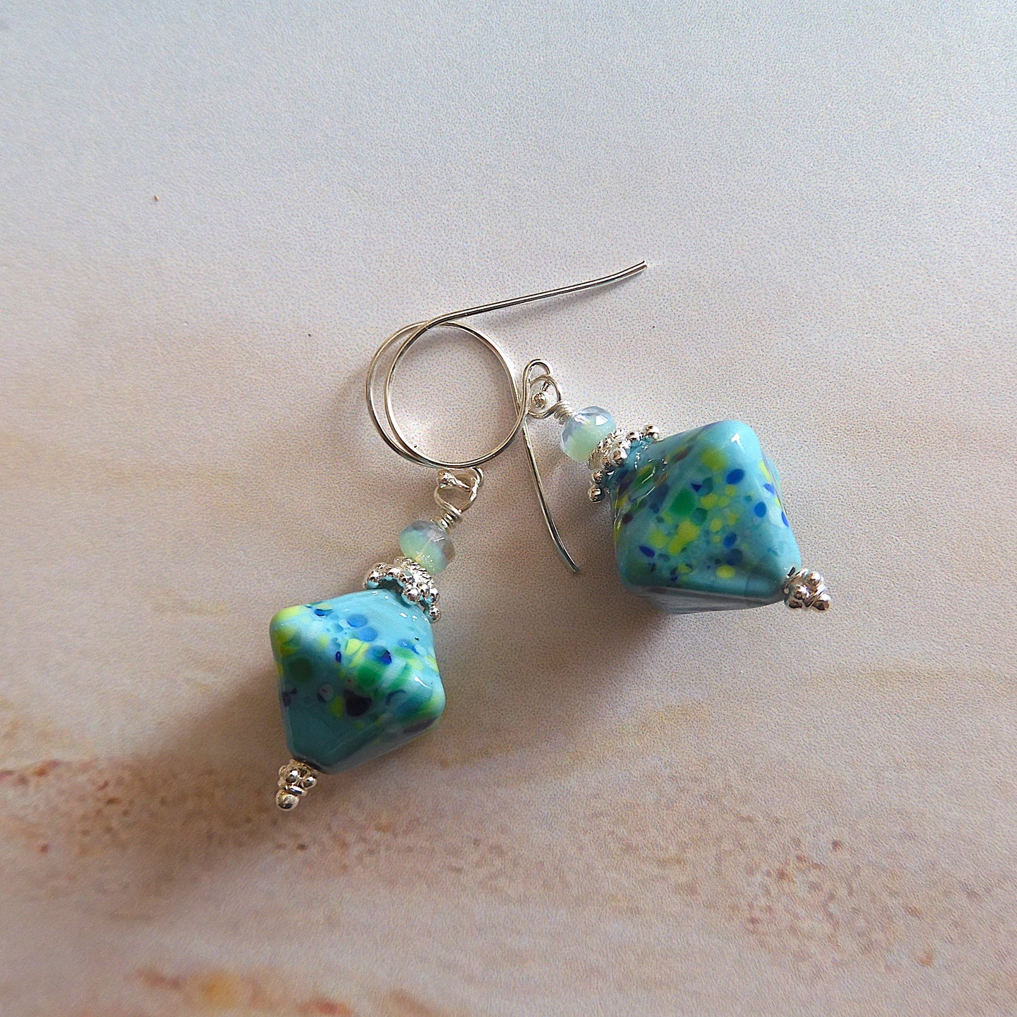LAMPWORK GLASS BEAD EARRINGS 'UNDER THE SEA'