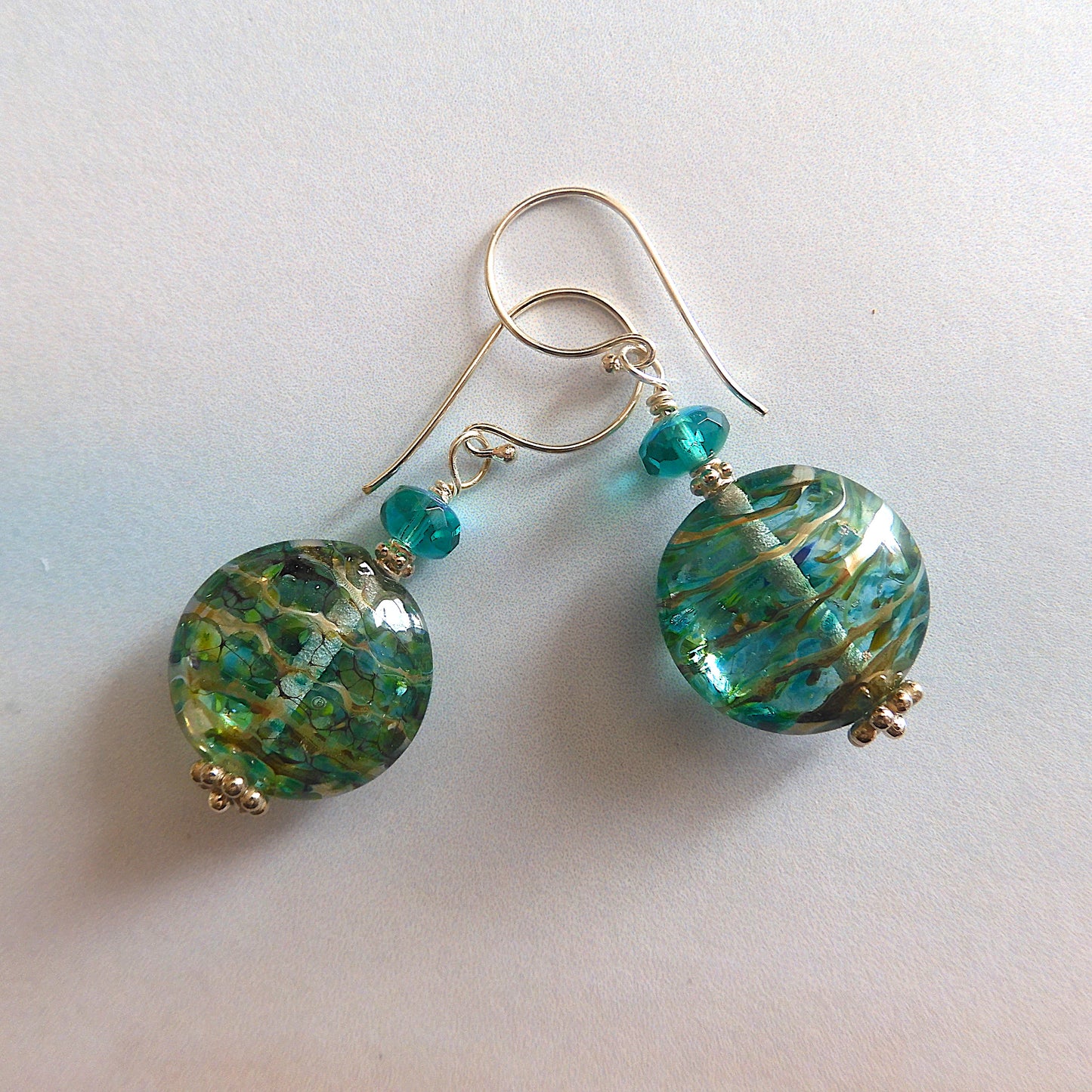 LAMPWORK GLASS BEAD EARRINGS 'IN THE SHALLOWS'