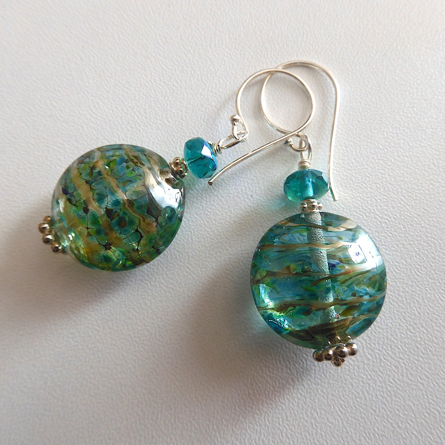 LAMPWORK GLASS BEAD EARRINGS 'IN THE SHALLOWS'