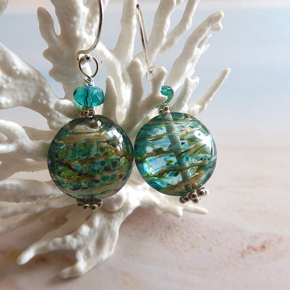 LAMPWORK GLASS BEAD EARRINGS 'IN THE SHALLOWS'