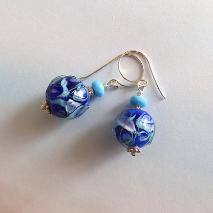 LAMPWORK GLASS BEAD EARRINGS 'AROUND THE WORLD'