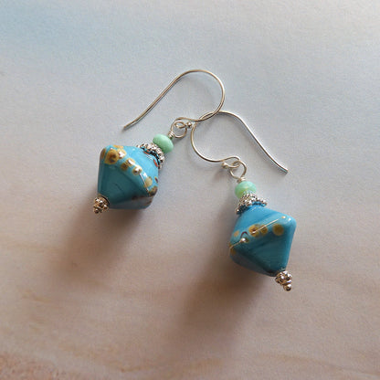 LAMPWORK GLASS BEAD EARRINGS 'TURQUOISE'