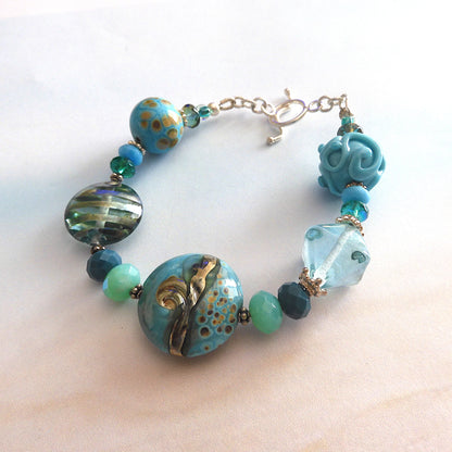 Blue Lagoon – Beach Inspired Handcrafted Lampwork Glass Beads and Sterling Silver