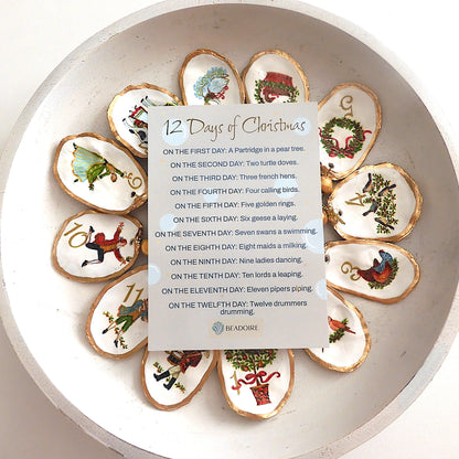 'TWELVE DAYS OF CHRISTMAS' Upcycled Oyster Shell Ornaments