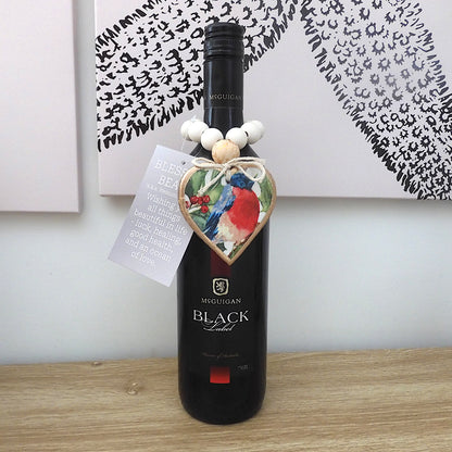 NAPKIN RING HEART BLESSING BEADS - CHRISTMAS RED ROBIN 7 Pieces