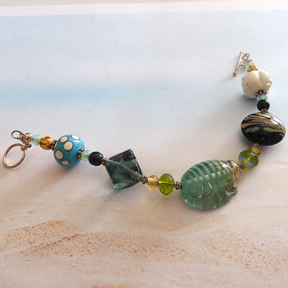 AQUAMARINE – Beach Inspired Handcrafted Lampwork Bead Bracelet