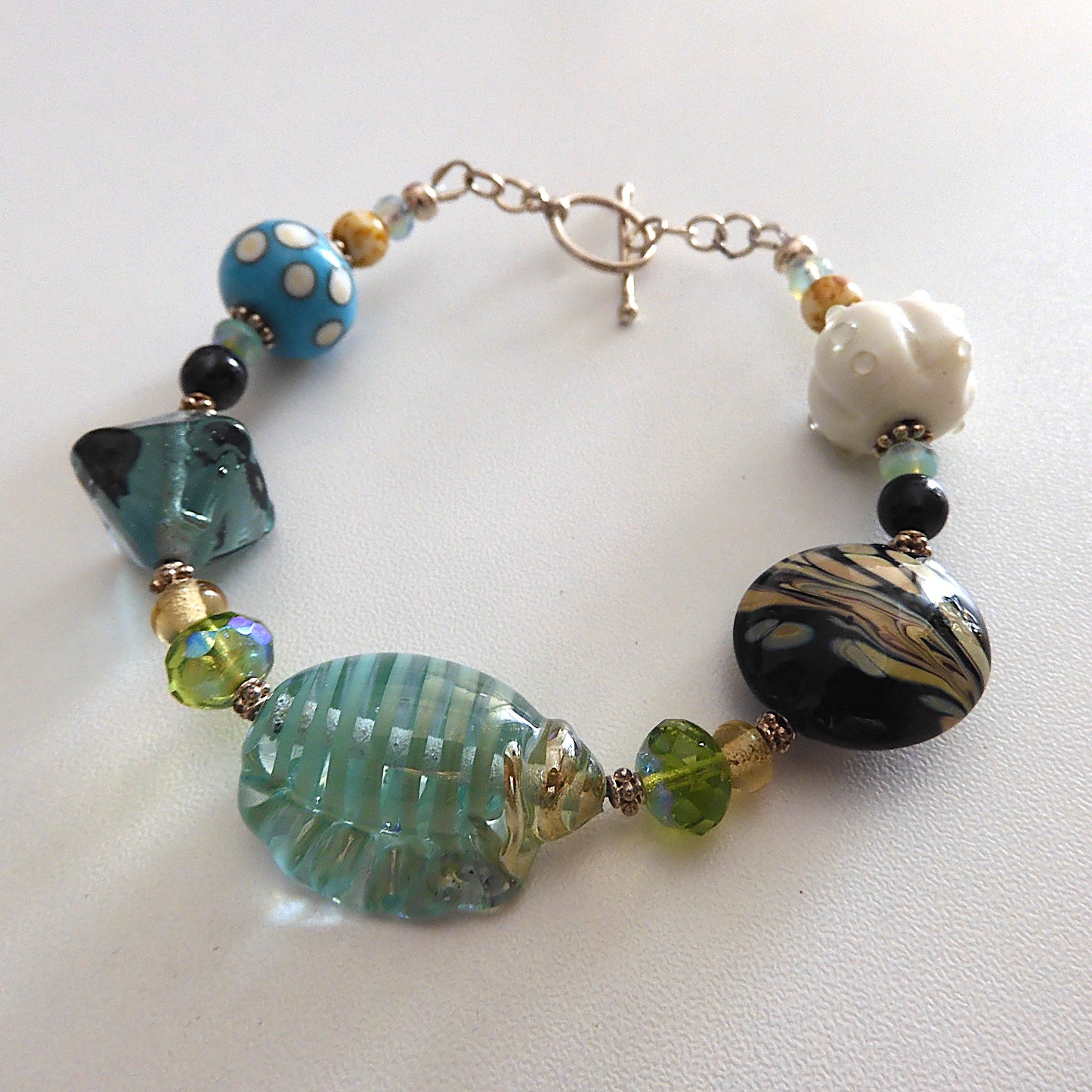 AQUAMARINE – Beach Inspired Handcrafted Lampwork Bead Bracelet