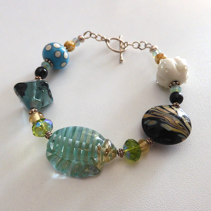 AQUAMARINE – Beach Inspired Handcrafted Lampwork Bead Bracelet