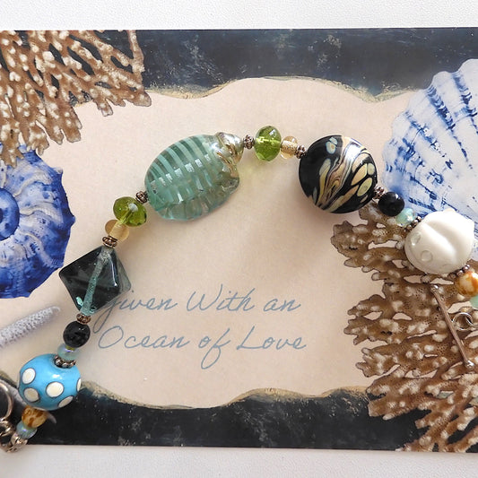 AQUAMARINE – Beach Inspired Handcrafted Lampwork Bead Bracelet
