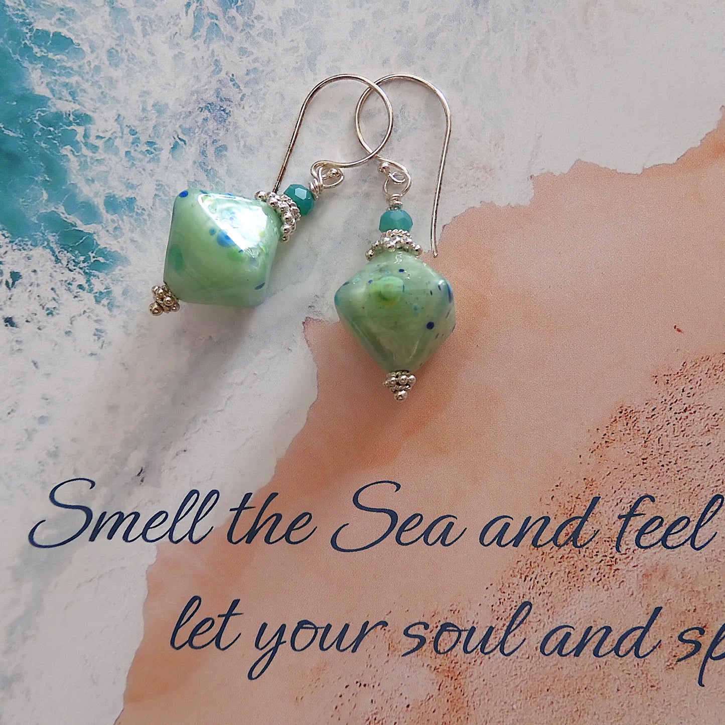 LAMPWORK GLASS BEAD EARRINGS 'UNDER THE SEA'