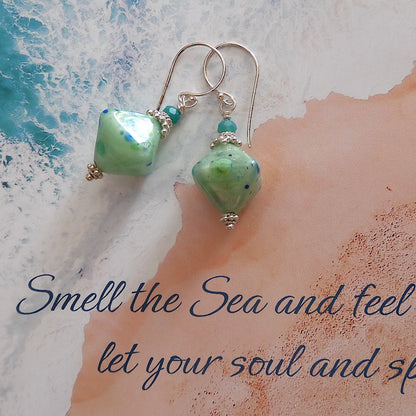 LAMPWORK GLASS BEAD EARRINGS 'UNDER THE SEA'