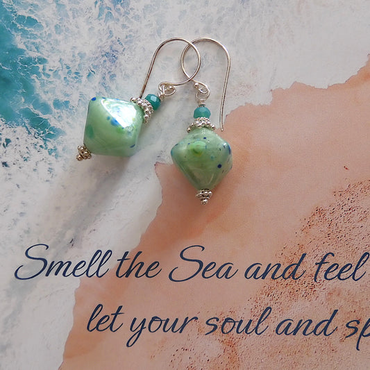 LAMPWORK GLASS BEAD EARRINGS 'UNDER THE SEA'