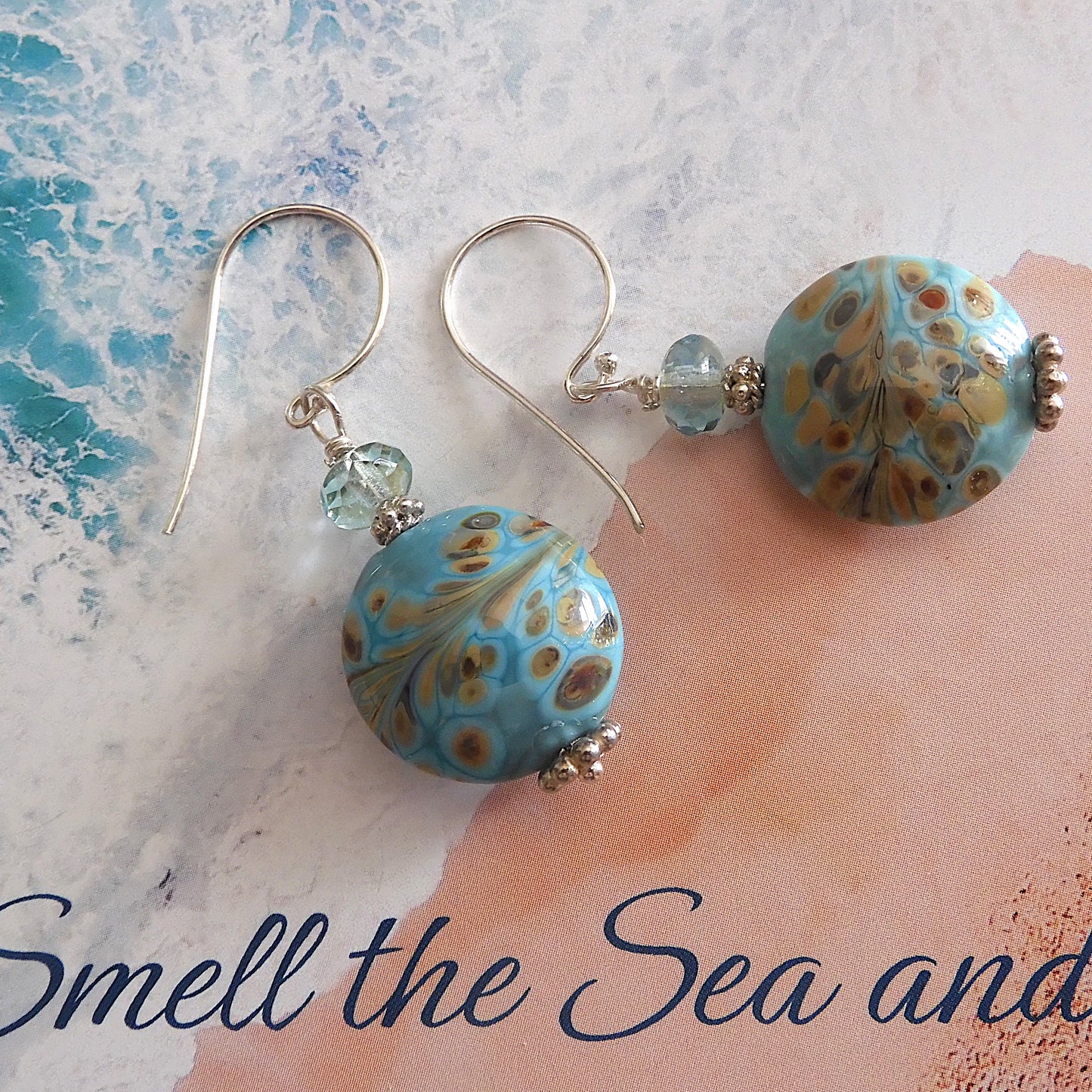 LAMPWORK GLASS BEAD EARRINGS 'IN THE SHALLOWS'