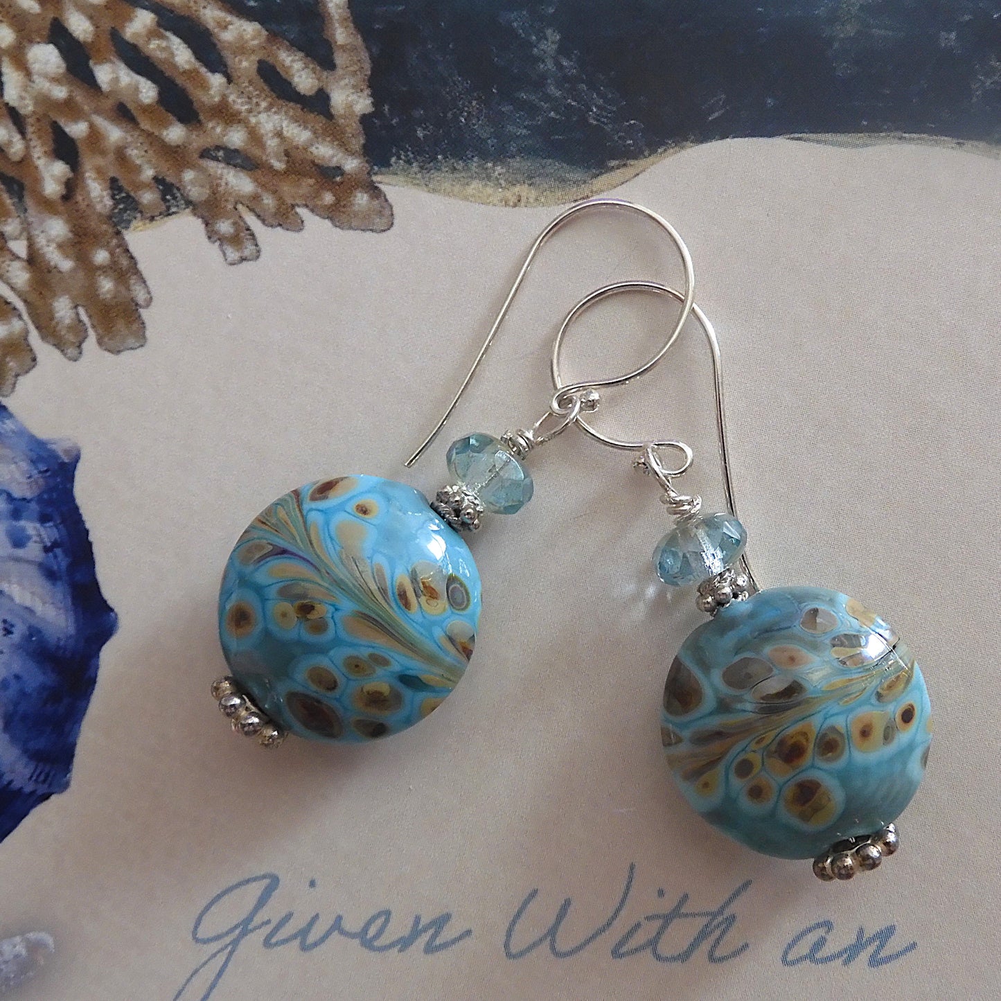 LAMPWORK GLASS BEAD EARRINGS 'IN THE SHALLOWS'
