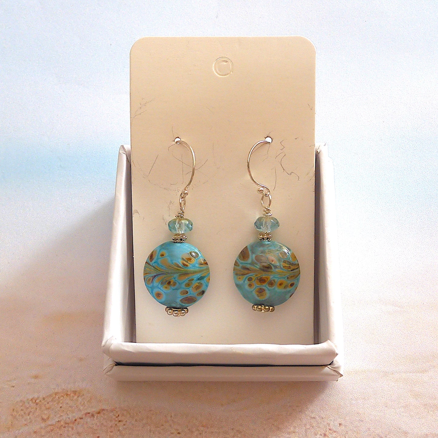 LAMPWORK GLASS BEAD EARRINGS 'IN THE SHALLOWS'