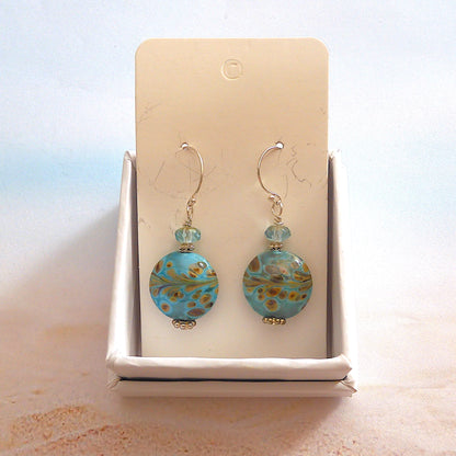 LAMPWORK GLASS BEAD EARRINGS 'IN THE SHALLOWS'