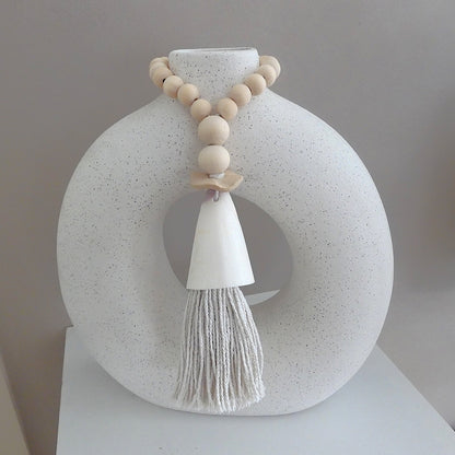 COASTAL BLESSING BEADS WITH CONE SHELL & TASSEL 'WHITE'