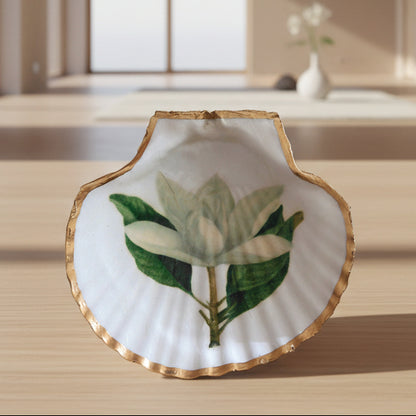 SCALLOP TRINKET DISH 'WHITE GARDENIA'