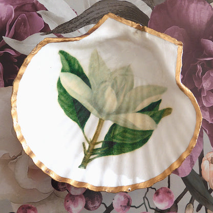 SCALLOP TRINKET DISH 'WHITE GARDENIA'