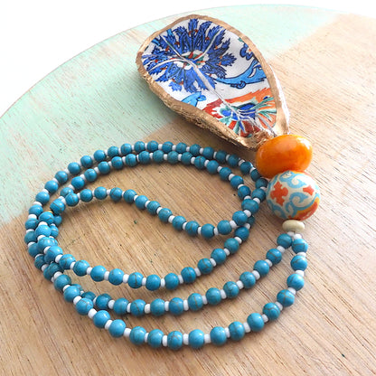 UPCYCLED OYSTER SHELL PENDANT NECKLACE - Moroccan Vibes