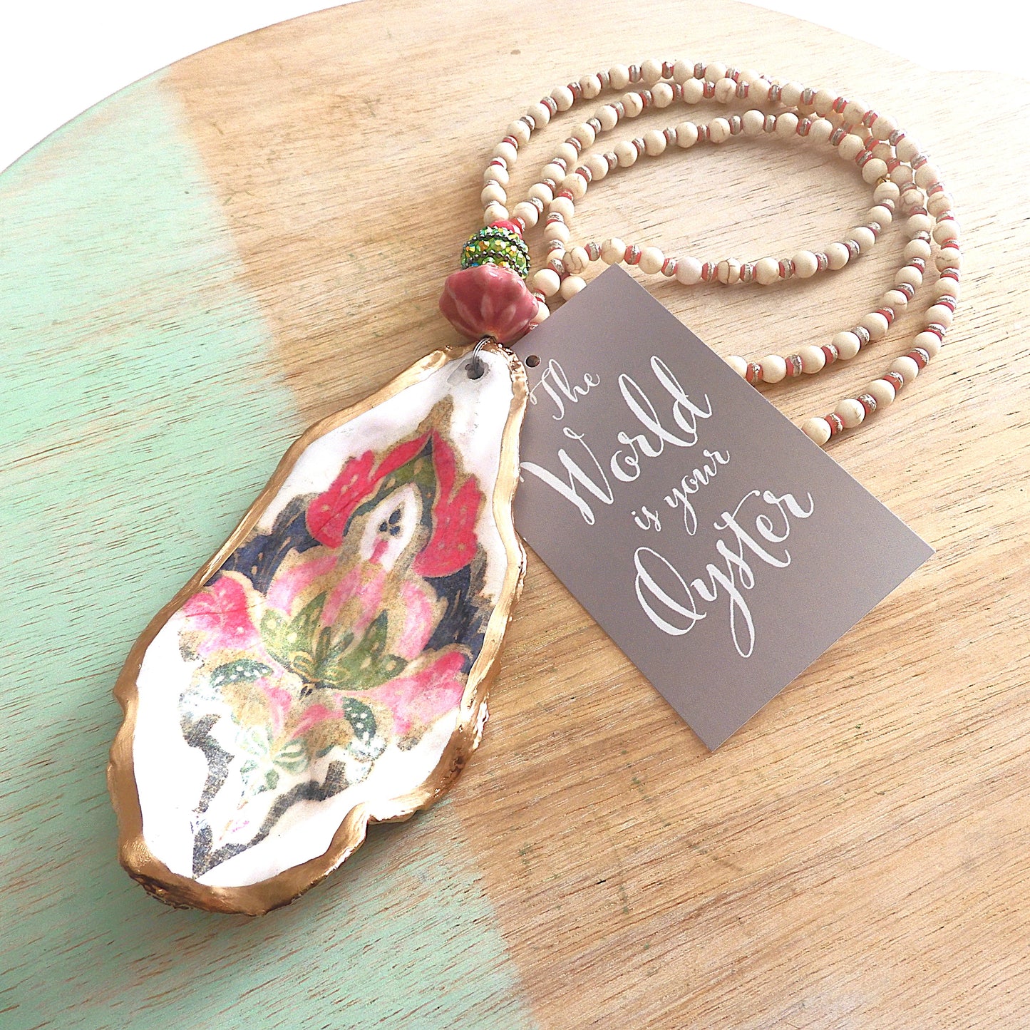 UPCYCLED OYSTER SHELL PENDANT NECKLACE - 'TAJ'