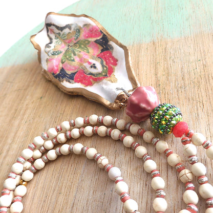 UPCYCLED OYSTER SHELL PENDANT NECKLACE - 'TAJ'