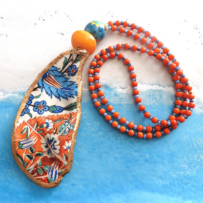 UPCYCLED OYSTER SHELL PENDANT NECKLACE - Moroccan Vibes