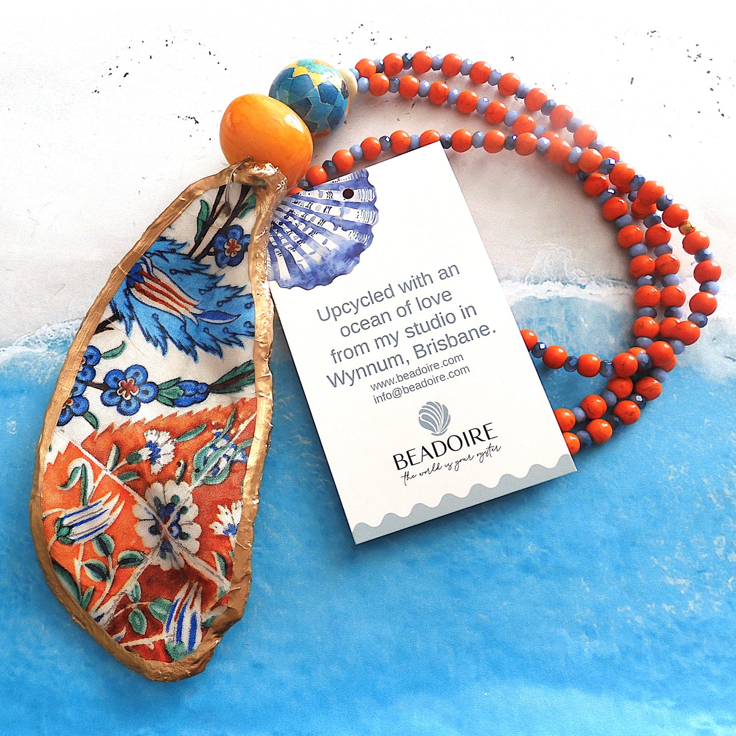 UPCYCLED OYSTER SHELL PENDANT NECKLACE - Moroccan Vibes