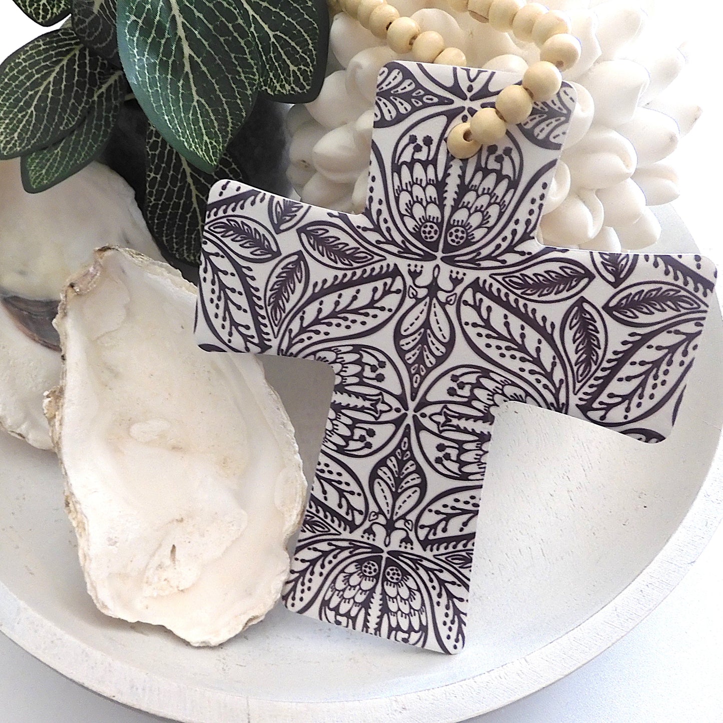 AFRICANA CROSS WITH WILLIAM MORRIS DESIGN BLESSING BEADS