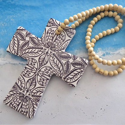 AFRICANA CROSS WITH WILLIAM MORRIS DESIGN BLESSING BEADS