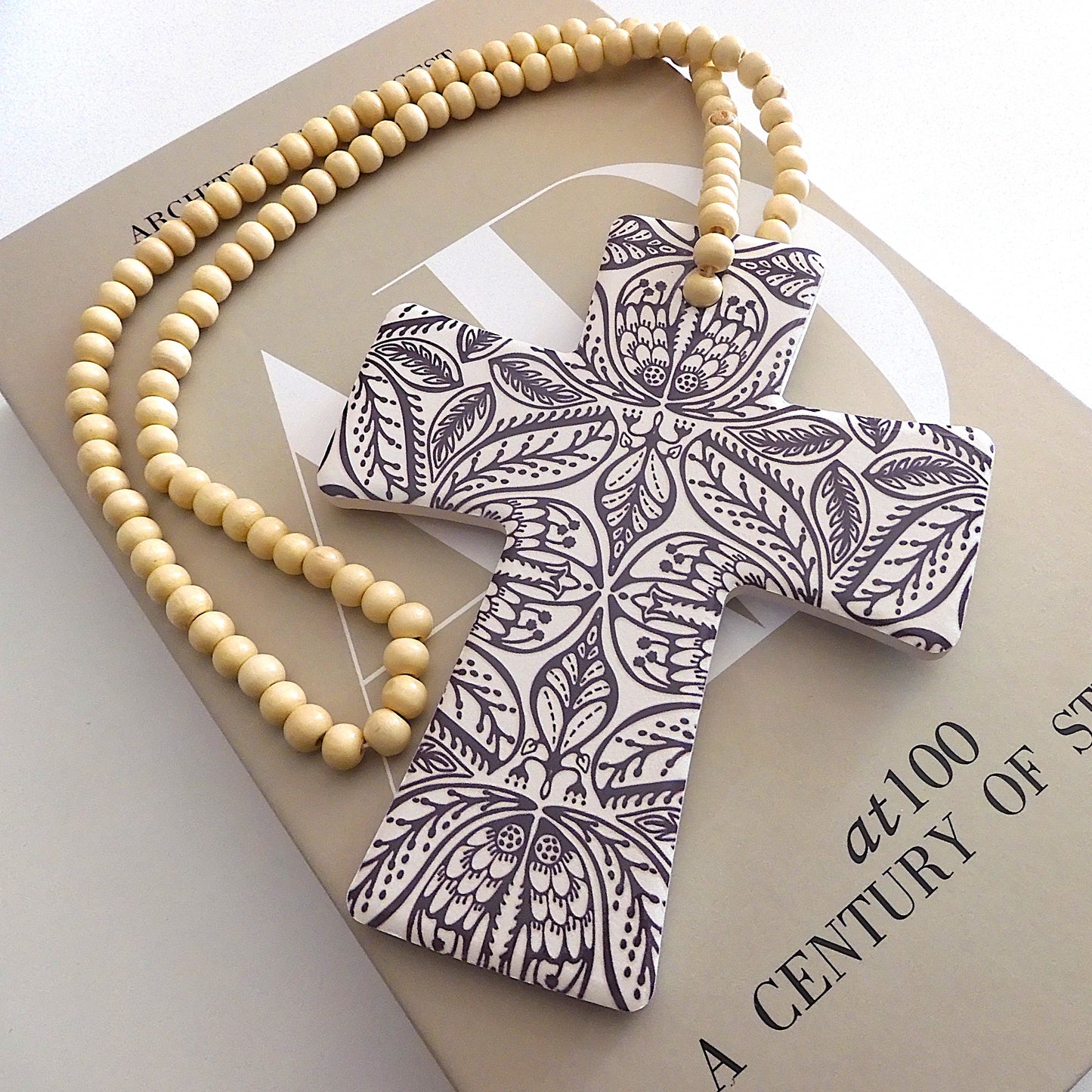 AFRICANA CROSS WITH WILLIAM MORRIS DESIGN BLESSING BEADS
