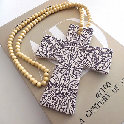 AFRICANA CROSS WITH WILLIAM MORRIS DESIGN BLESSING BEADS