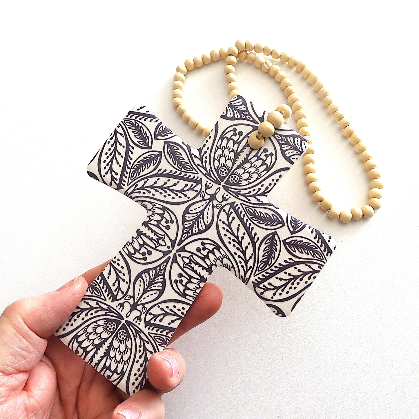 AFRICANA CROSS WITH WILLIAM MORRIS DESIGN BLESSING BEADS