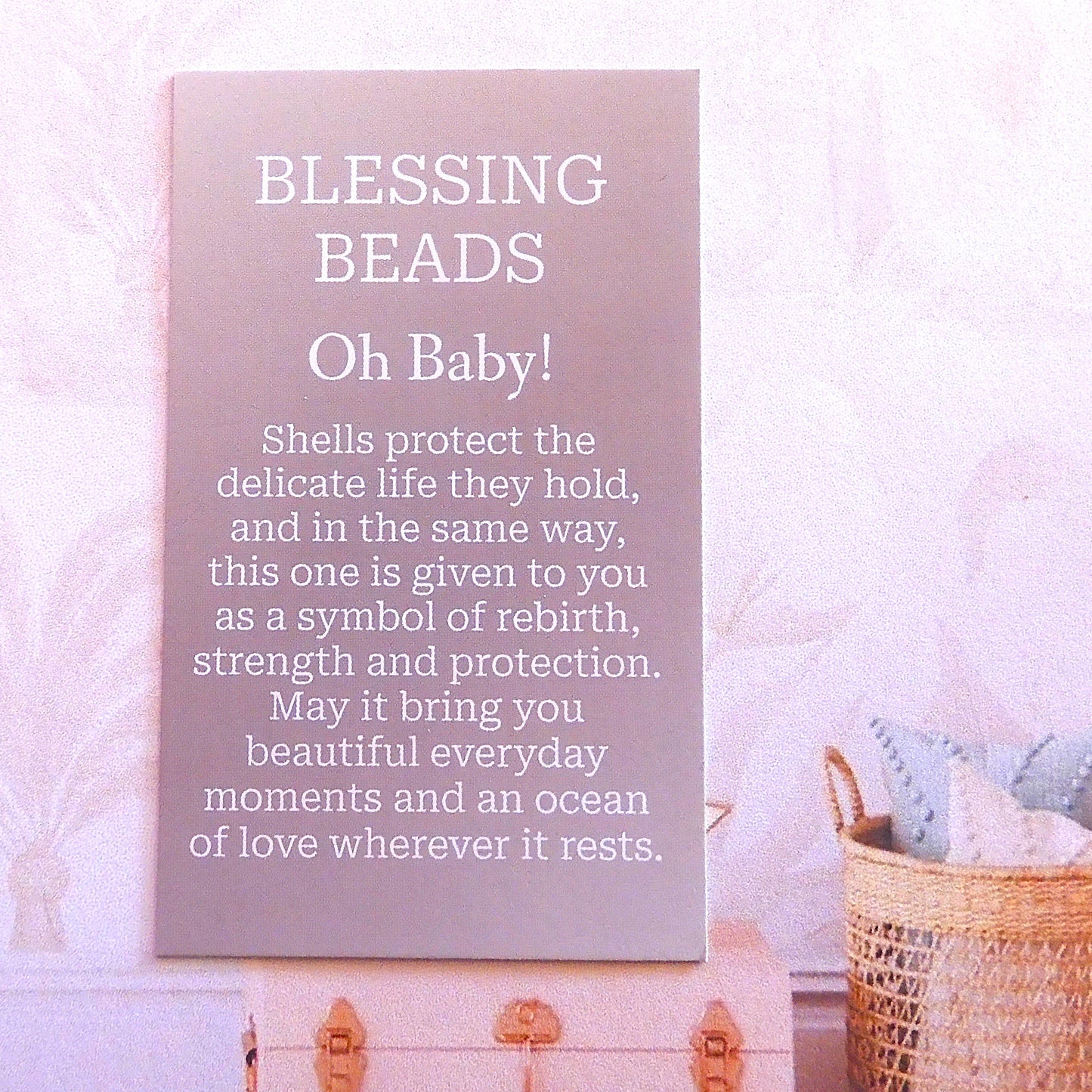OYSTER SHELL BLESSING BEADS HANGER 12-13cm SHELL 'NEW BABY'