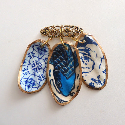 OYSTER SHELL QUIRKY PENDANT BROOCH - SOMETHING FISHY