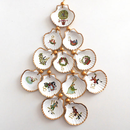 'TWELVE DAYS OF CHRISTMAS' Upcycled Scallop Shell Ornaments