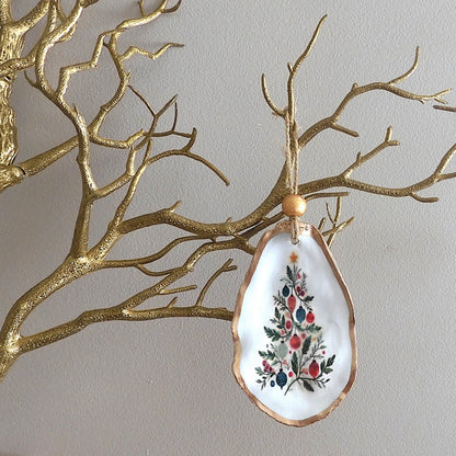 HANGING OYSTER SHELL CHRISTMAS ORNAMENT ' Bauble Tree'