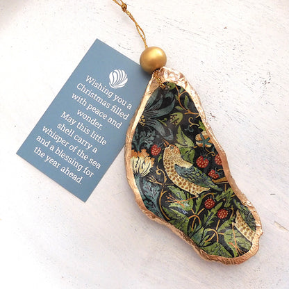 HANGING OYSTER SHELL CHRISTMAS ORNAMENT 'ASSORTED DESIGNS'