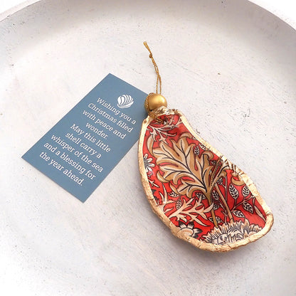 HANGING OYSTER SHELL CHRISTMAS ORNAMENT 'ASSORTED DESIGNS'